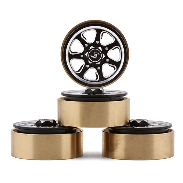Samix SCX24 Aluminum & Brass 1.0" Beadlock Wheel Set w/Scale Hubs (Black) (4) - Parts - AMain Distributing