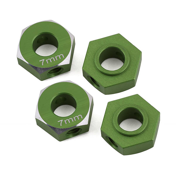 Samix SCX-6 Aluminum Hex Adapter (Green) (4) (7mm) - Parts - AMain Distributing