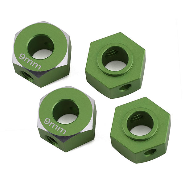 Samix SCX-6 Aluminum Hex Adapter (Green) (4) (9mm) - Parts - AMain Distributing