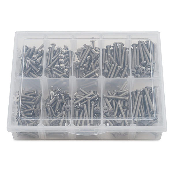 Samix Long Stainless Steel M3 Screw Set w/Plastic Box (300) (Flat Head/Button Head) - Hardware - AMain Distributing