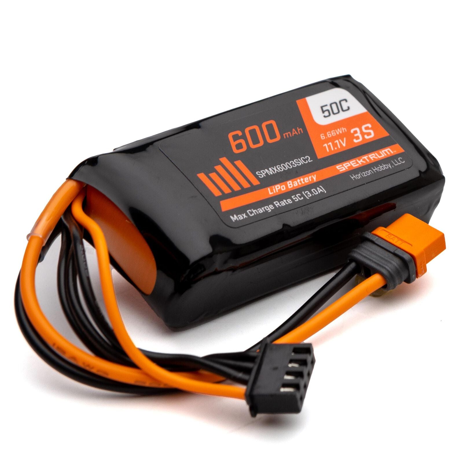SPEKTUM 11.1V 600mAh 3S 50C LiPo Battery: IC2 - - Horizon Hobbies, Inc.