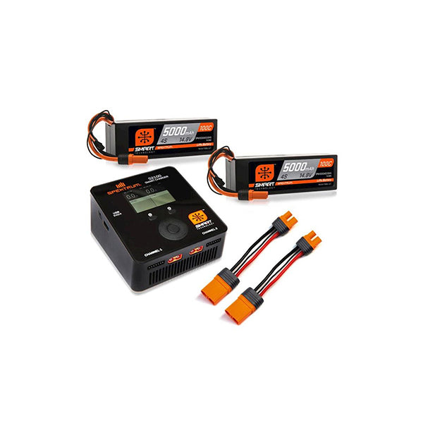 Spektrum RC Smart PowerStage 8S Bundle w/Two 4S Smart LiPo Hard Case Batteries (5000mAh) - Charger - Horizon Hobbies, Inc.
