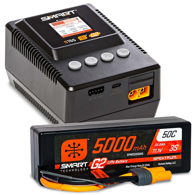 SPEKTRUM Smart Powerstage: 5000mAh 3S LiPo & S155 Charger - - Horizon Hobbies, Inc.