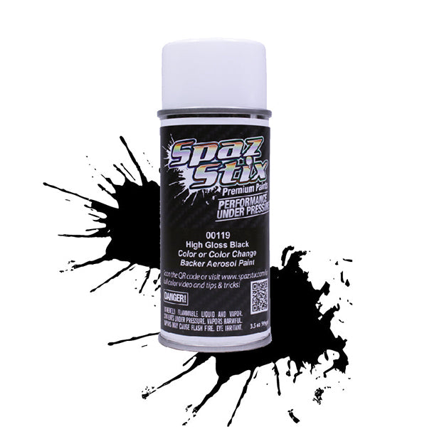 Spaz Stix "High Gloss Black" Backer Spray Paint (3.5oz) - - HRP Distributing, Inc.