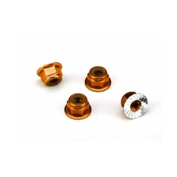Traxxas 4mm Aluminum Flanged Serrated Nuts (4) - Remote Control Toys - Traxxas