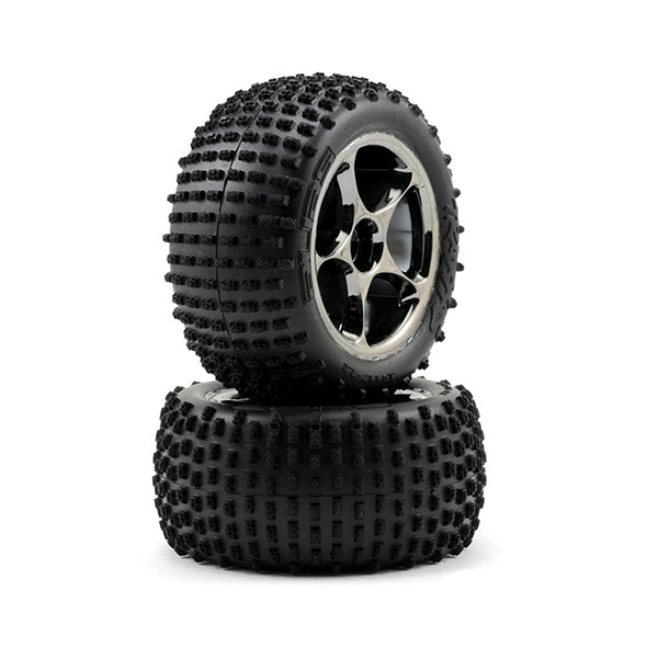 Traxxas Alias 2.2" Rear Pre-Mounted Tires (2) (Bandit) (Black Chrome) (Standard) - Remote Control Toys - Traxxas