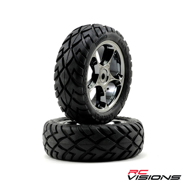 Traxxas Anaconda Front Tires w/Tracer 2.2" Wheels (2) (Black Chrome) (Standard) - Wheel/Tires - Traxxas
