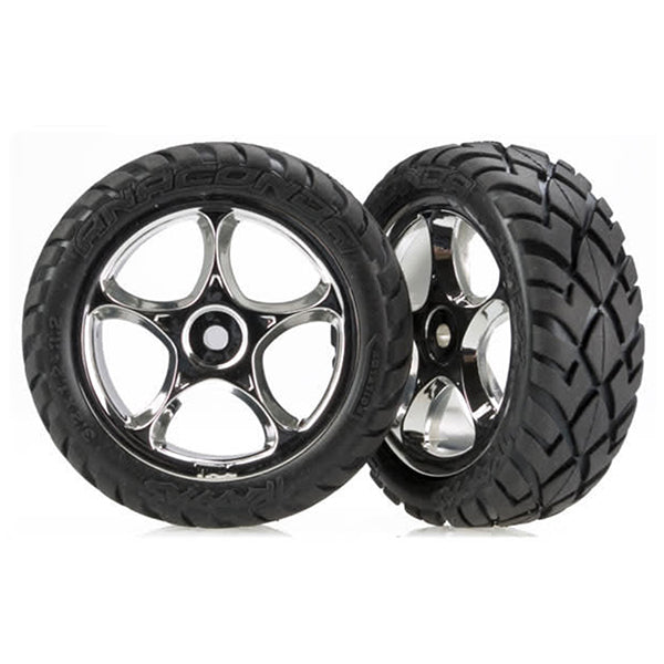 Traxxas Anaconda Front Tires w/Tracer 2.2" Wheels (2) (Chrome) (Standard) - Remote Control Toys - Traxxas