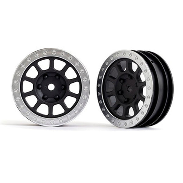 Traxxas Bandit Wheels, 2.2' graphite gray, satin chrome beadlock (2) - - Traxxas