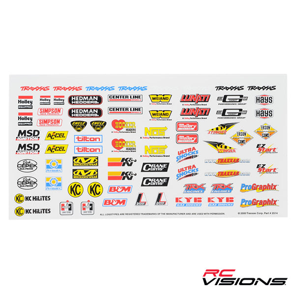 Traxxas Racing Sponsors Decal Sheet - Remote Control Toys - Traxxas