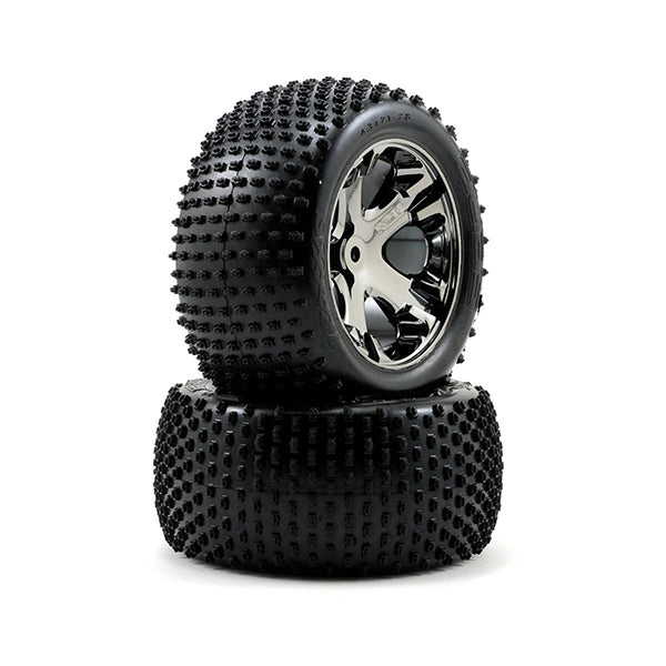 Traxxas Alias Rear Tires w/All-Star Wheels (2) (Black Chrome) (Standard) - Remote Control Toys - Traxxas