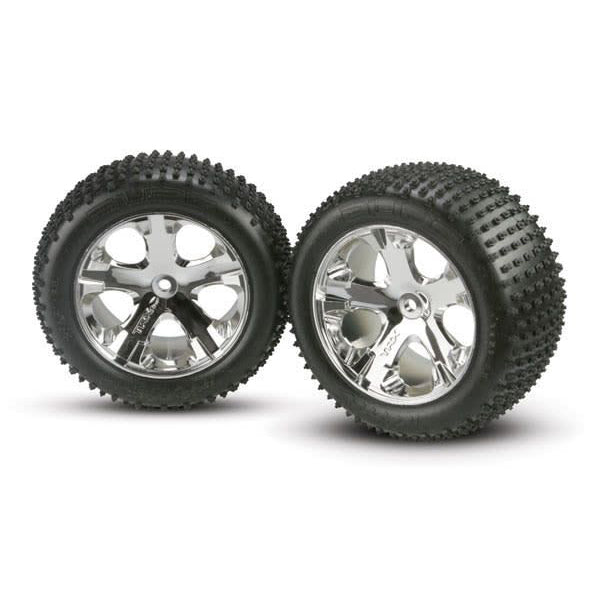 Traxxas Alias Rear Tires w/All-Star Wheels (2) (Chrome) (Standard) - Remote Control Toys - Traxxas