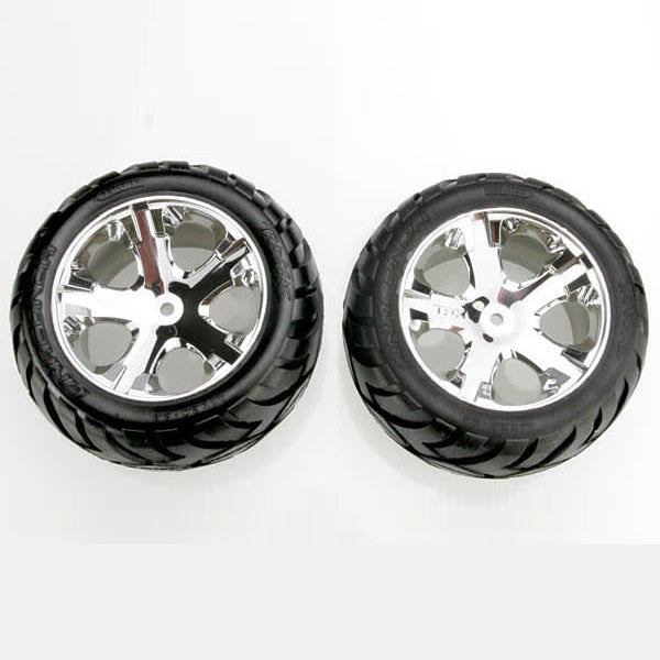 Traxxas Anaconda Rear Tires w/All-Star Wheels (2) (Chrome) (Standard) - Remote Control Toys - Traxxas