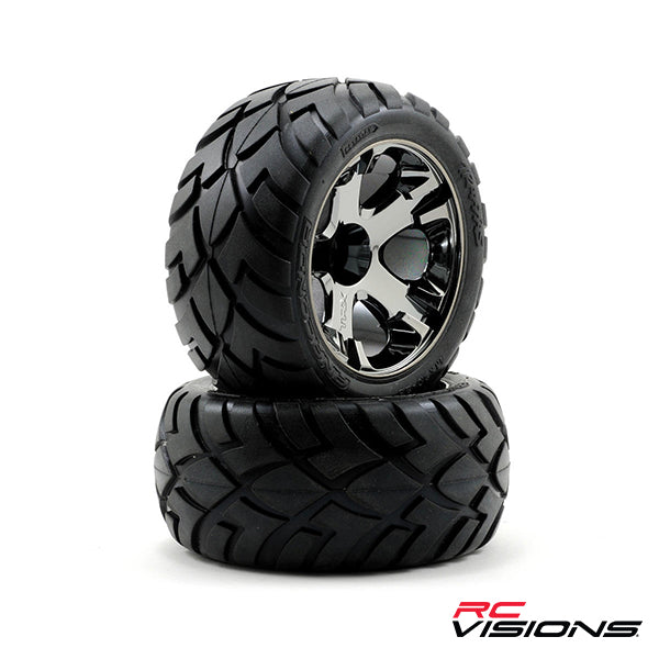 Traxxas Anaconda Tires w/All-Star Front Wheels (2) (Black Chrome) (Standard) - Remote Control Toys - Traxxas