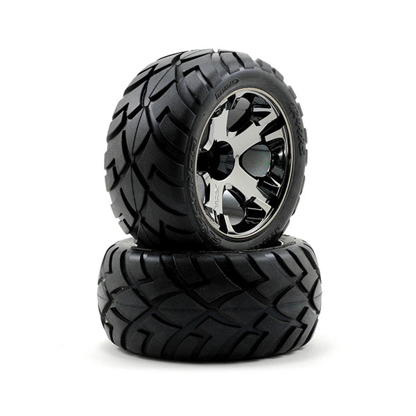 Traxxas Anaconda Tires w/All-Star Front Wheels (2) (Black Chrome) (Standard) - Remote Control Toys - Traxxas