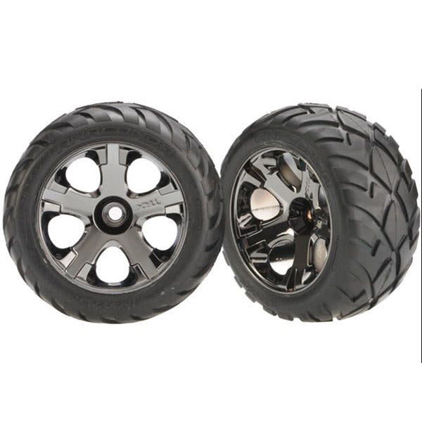 Traxxas Anaconda Nitro Front Tires (2) (Black Chrome) (Standard) w/All-Star Wheels - Remote Control Toys - Traxxas
