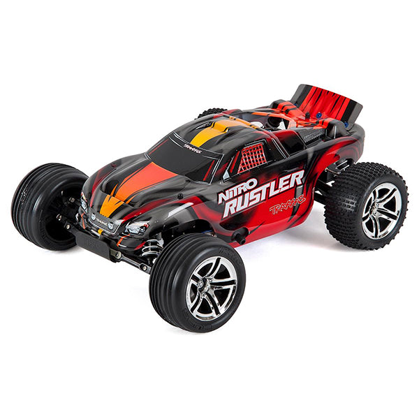 Traxxas Nitro Rustler 1/10 RTR Stadium Truck (Silver/Red) w/TQi 2.4GHz, TSM, EZ Start, Battery & DC Charger - Remote Control Toys - Traxxas
