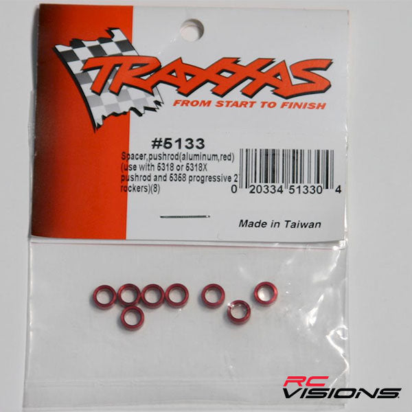 Traxxas Aluminum Pushrod Spacer (Red) (8) use with TRA5318 or TRA5318X, and TRA5358 - Remote Control Toys - Traxxas