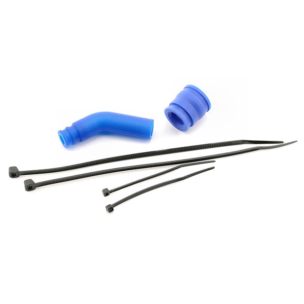Traxxas Molded Pipe Coupler (Blue) w/ Exhaust deflecter & long cable ties - Remote Control Toys - Traxxas