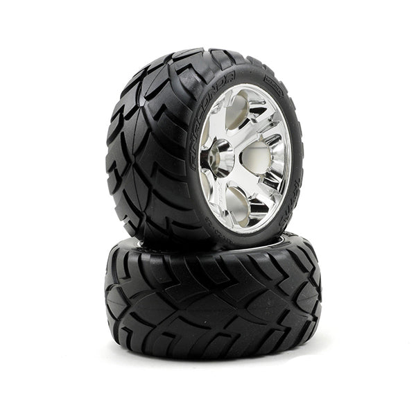 Traxxas Anaconda Tires w/All-Star Rear Wheels (2) (Jato) (Chrome) (Standard) - Remote Control Toys - Traxxas