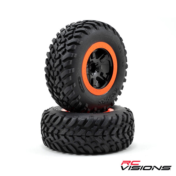 Traxxas Robby Gordon Tire & Wheel (2) (Front) (Orange) (Standard) - Remote Control Toys - Traxxas