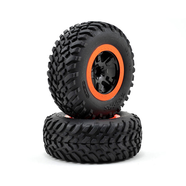 Traxxas Robby Gordon Tire & Wheel (2) (Front) (Orange) (Standard) - Remote Control Toys - Traxxas