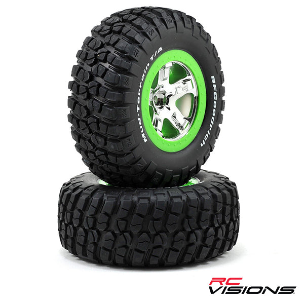 Traxxas Pre-Mounted BFGoodrich KM2 Tire (2) (Front) (Chrome/Green) - Wheel/Tires - Traxxas