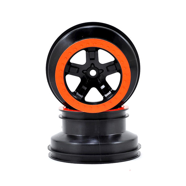 Traxxas 2.2/3.0 Dual Profile SCT Front Wheel (2) (Black/Orange) - Wheel/Tires - Traxxas