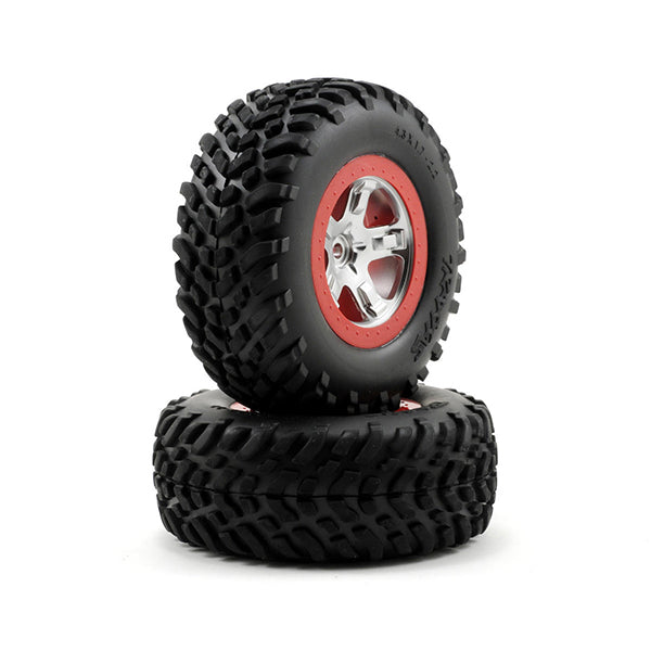 Traxxas 2.2/3.0 Tire w/SCT Rear Wheel (2) (Satin Chrome) (Standard) - Wheel/Tires - Traxxas