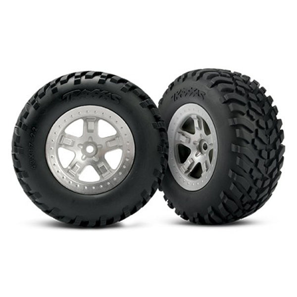 Traxxas 2.2/3.0 Tire w/SCT Rear Wheel (2) (Satin Chrome) (Standard) - Remote Control Toys - Traxxas