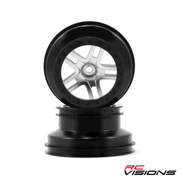 Traxxas Dual Profile Split-Spoke SCT Wheels (Satin Chrome/Black-2) (Slash Front) 12mm Hex - - Traxxas
