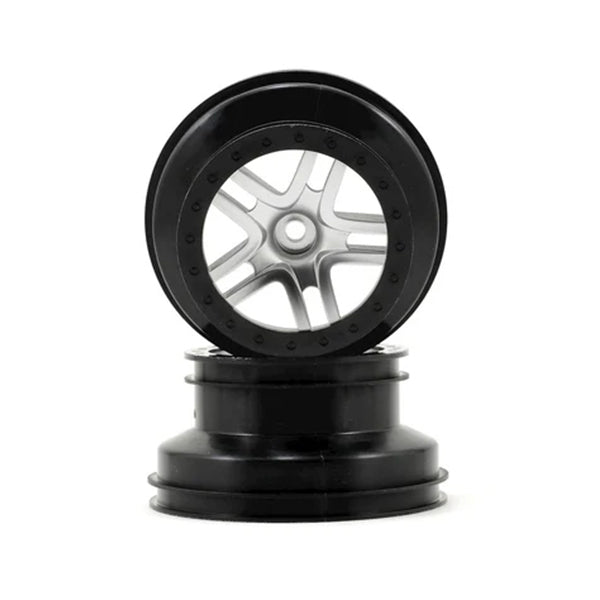 Traxxas Dual Profile Split-Spoke SCT Wheels (Satin Chrome/Black-2) (Slash Front) 12mm Hex - - Traxxas