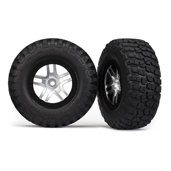Traxxas BFGoodrich Mud TA Front Tire (2) (Satin Chrome) (Standard) w/Split-Spoke Front Wheel - Remote Control Toys - Traxxas