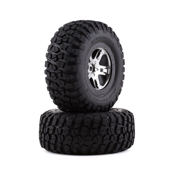 Traxxas BFGoodrich KM2 Tire w/SCT Rear Wheel (2) (Satin Chrome) (Standard) - Wheel/Tires - Traxxas