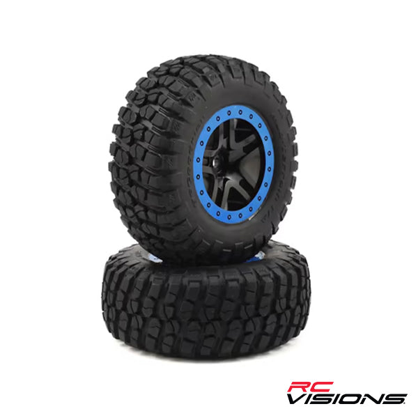 Traxxas BFGoodrich KM2 Tire w/Split-Spoke Rear Wheel (2) (Black/Blue) (Standard) - Wheel/Tires - Traxxas