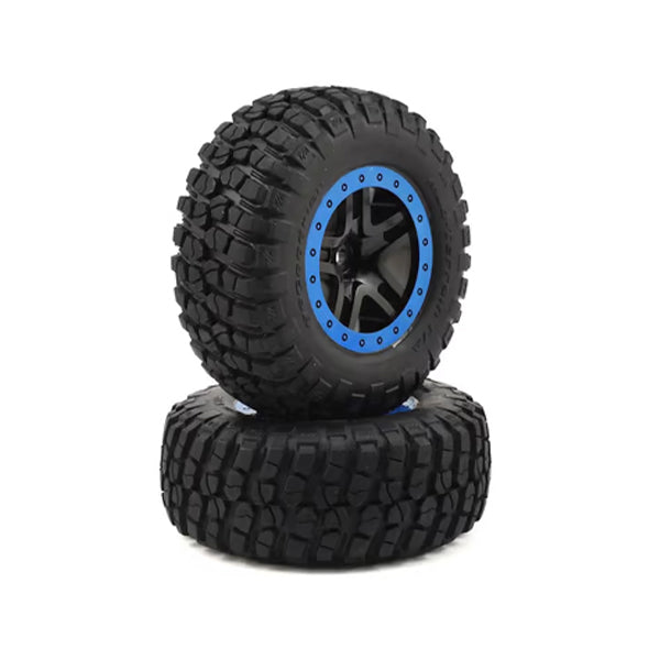 Traxxas BFGoodrich KM2 Tire w/Split-Spoke Rear Wheel (2) (Black/Blue) (Standard) - Wheel/Tires - Traxxas