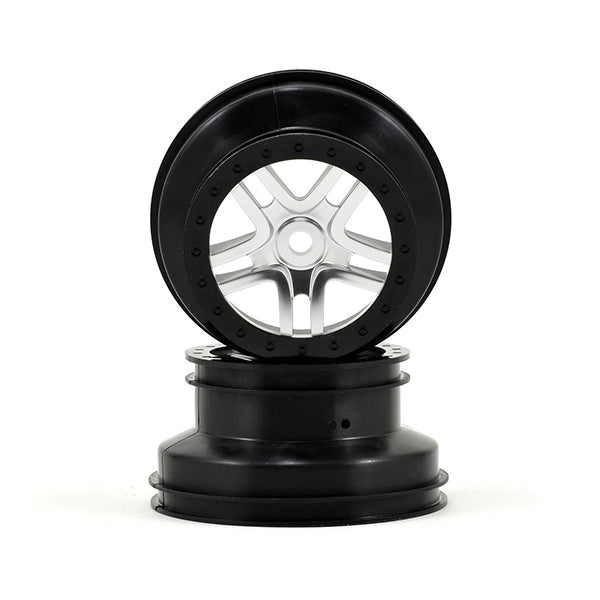 Traxxas Dual Profile Split-Spoke SCT Wheels (Satin Chrome/Black-2) (Slayer Pro) 14mm Hex - Remote Control Toys - Traxxas