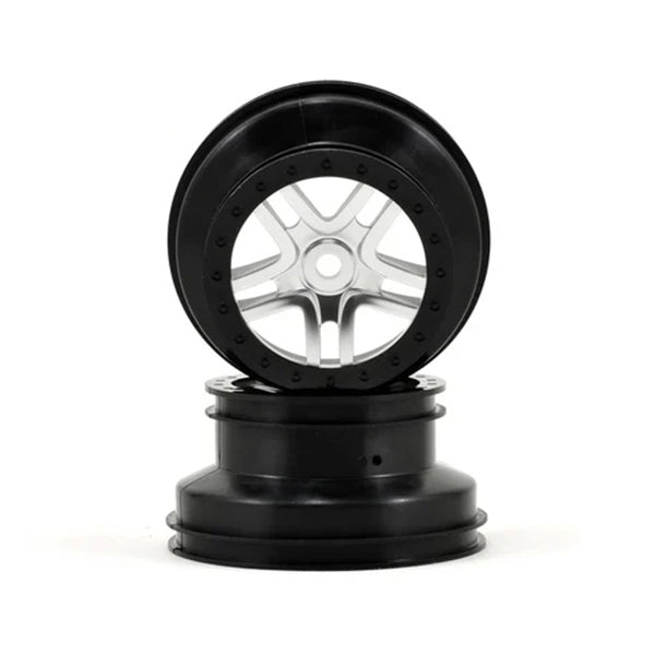 Traxxas Dual Profile Split-Spoke SCT Wheels (Satin Chrome/Black-2) (Slayer Pro) 14mm Hex - Remote Control Toys - Traxxas