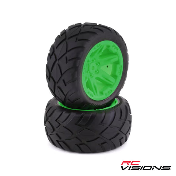 Traxxas Anaconda 2.8" Pre-Mounted Tires w/RXT Electric Rear Wheels (2) (Green) w/12mm Hex - - Traxxas