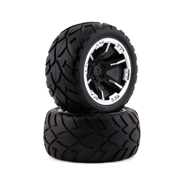 Traxxas Anaconda 2.8" Pre-Mounted Tires w/RTX Electric Rear Wheels (2) (Black Chrome) - Wheel/Tires - Traxxas