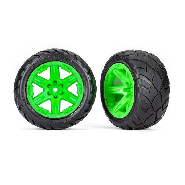 Traxxas Anaconda 2.8" Pre-Mounted Tires w/RXT Wheels (2) (Green) w/12mm Hex - - Traxxas