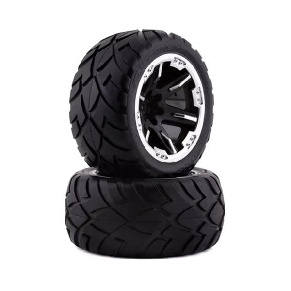 Traxxas Anaconda 2.8" Pre-Mounted Tires w/RXT Wheels (2) (Black Chrome) - Wheel/Tires - Traxxas