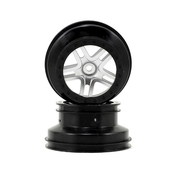 Traxxas Dual Profile Split-Spoke SCT Wheels (Satin Chrome/Black-2) (Slash Rear) 12mm Hex - Wheel/Tires - Traxxas