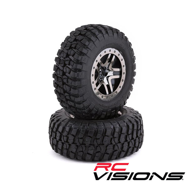 Traxxas BFGoodrich Mud TA Rear Tires (2) (Black Chrome) (S1) w/Split-Spoke Rear Wheel - Wheel/Tires - Traxxas