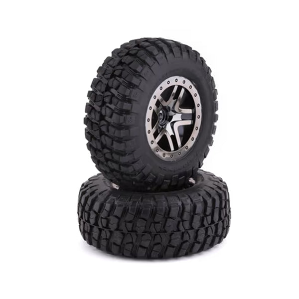 Traxxas BFGoodrich Mud TA Rear Tires (2) (Black Chrome) (S1) w/Split-Spoke Rear Wheel - Wheel/Tires - Traxxas