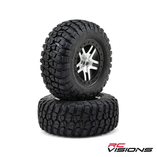 Traxxas BFGoodrich Mud TA Rear Tires (2) (Satin Chrome) (S1) w/Split-Spoke Rear Wheel - Wheel/Tires - Traxxas
