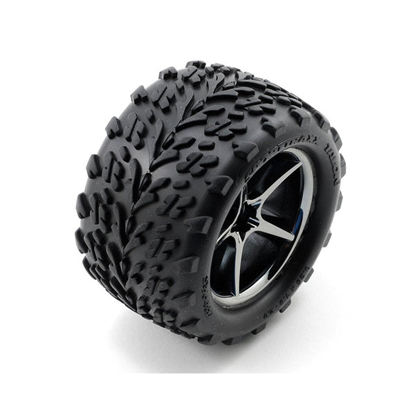 Traxxas Pre-Mounted Talon Tires w/Gemini Wheels (Black Chrome) (2) - Remote Control Toys - Traxxas
