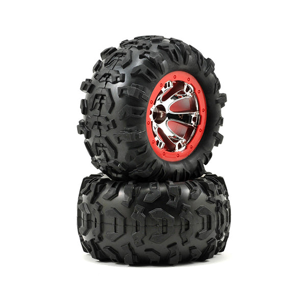 Traxxas Pre-Mounted Canyon AT Tires (Geode Beadlock) (2) (Chrome/Red) - Remote Control Toys - Traxxas