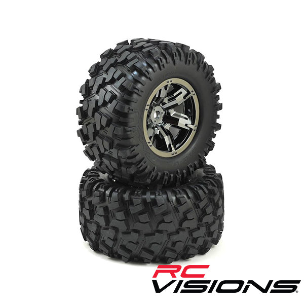 Traxxas X-Maxx Pre-Mounted Tires & Wheels (Black Chrome) (2) - Remote Control Toys - Traxxas
