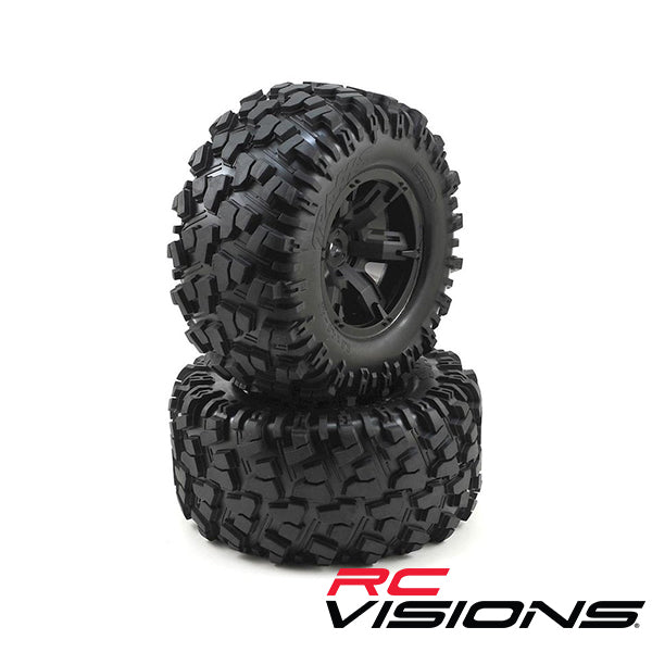 Traxxas X-Maxx Pre-Mounted Tires & Wheels (Black) (2) (8S Rated) - Remote Control Toys - Traxxas